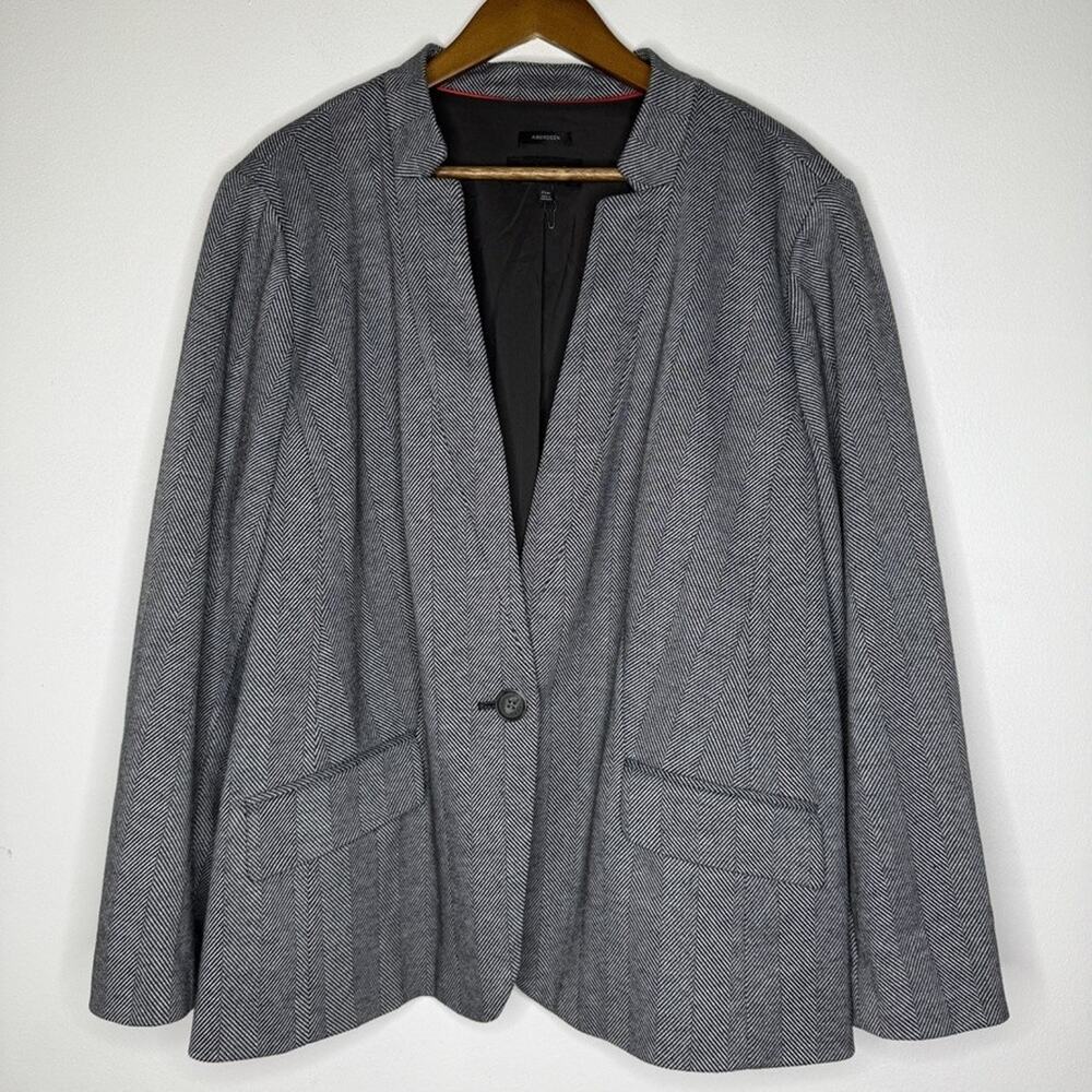Talbots Blazer Womens 22W Aberdeen Herringbone Cotton Blend Single Button Jacket